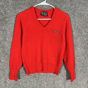 Peter Storm Sweater Mens Medium Red V Neck 100% Pure New Wool Made Britain